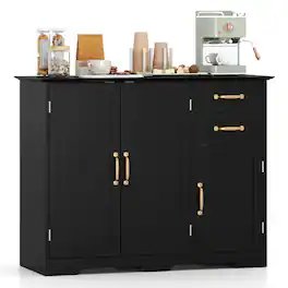 Costway - 40" Sideboard Buffet Cabinet Modern Kitchen Storage Organizer with 2 Drawers - Black