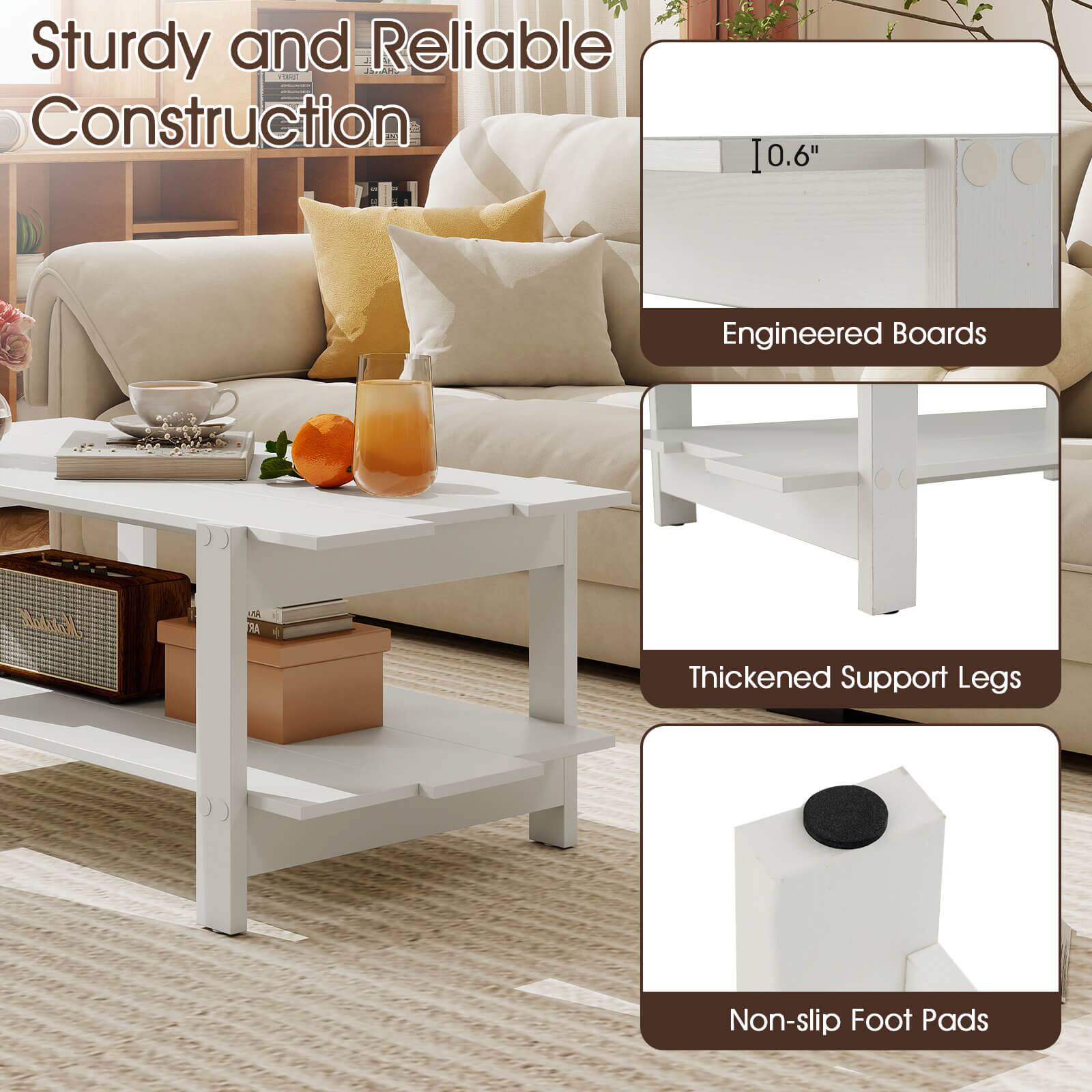 Sturdy and Reliable Construction

- 0.6" Engineered Boards
- Thickened Support Legs
- Non-slip Foot Pads