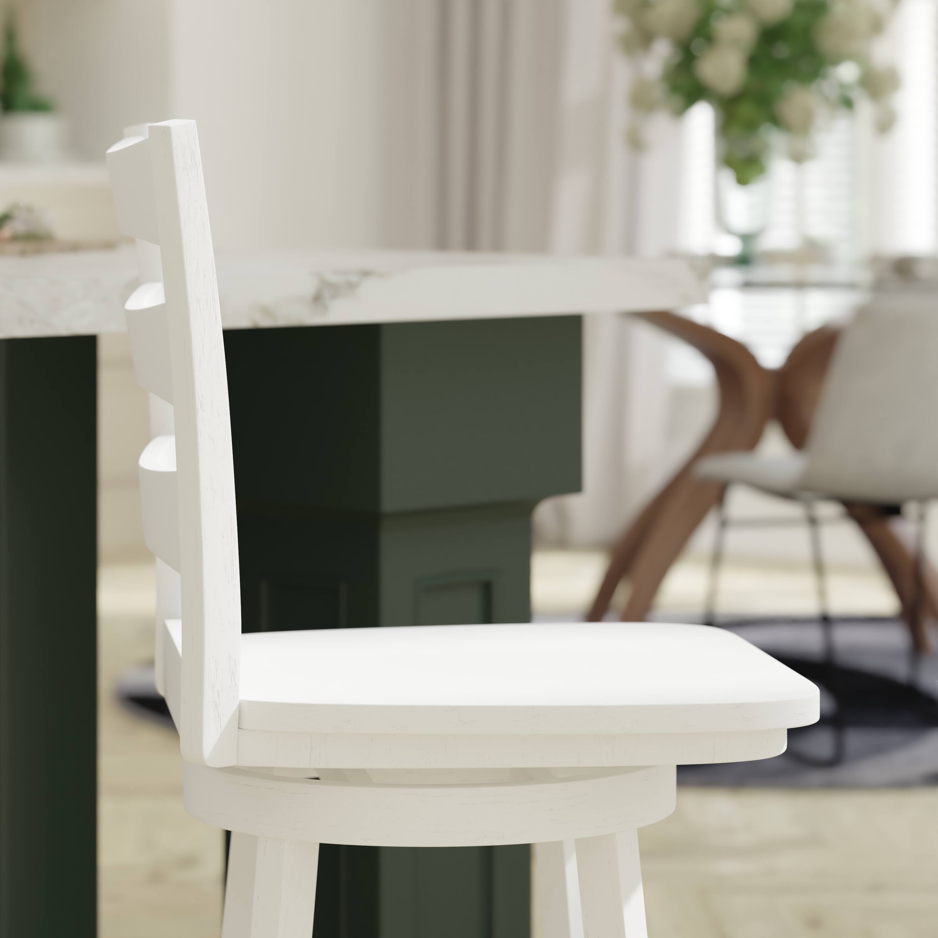 Alt View 4. Emma + Oliver - Vanya Classic Ladderback Counter Height Dining Stool with Wood Seat - White Wash.