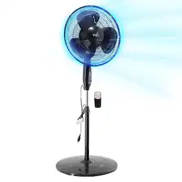 VieAir - Vie Air 16 Inch 3 Speed Oscillating Stand Fan with Remote Control - Black