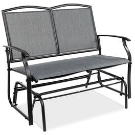 Best Choice Products - 2-Person Outdoor Swing Glider, Steel Patio Loveseat, Bench Rocker w/ Armrests - Gray