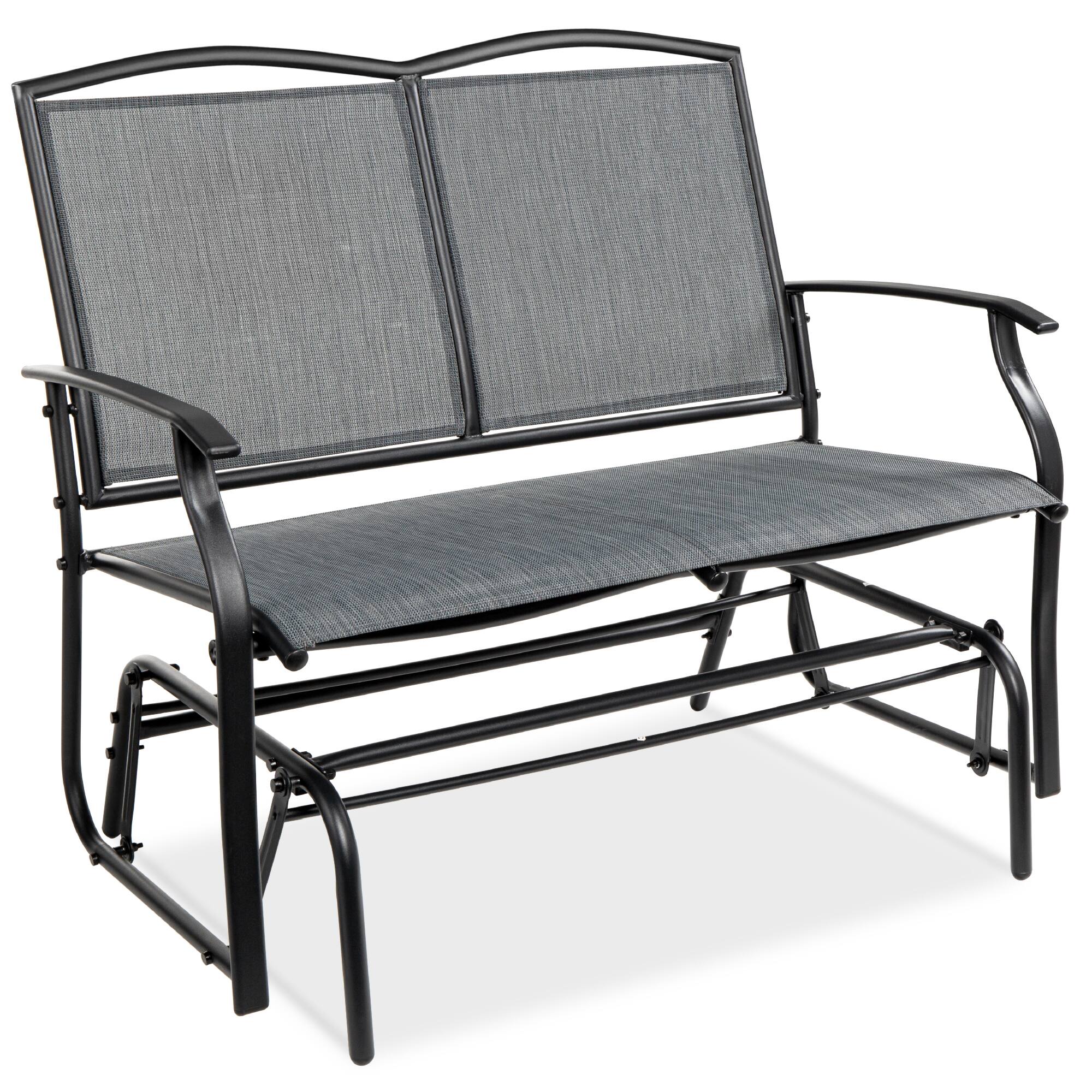 Front. Best Choice Products - Best Choice Products 2-Person Outdoor Swing Glider, Steel Patio Loveseat, Bench Rocker w/ Armrests - Gray - Gray.