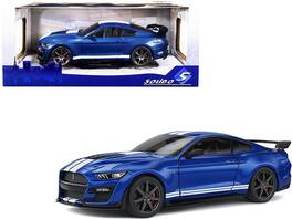 Solido - 2020 Ford Mustang Shelby GT500 Fast Track Ford Performance Stripes 1/18 - Blue Metallic With White
