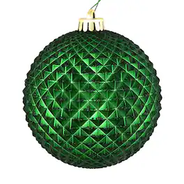 Vickerman - 4" Durian Glitter Ball 6 Bag - Emerald