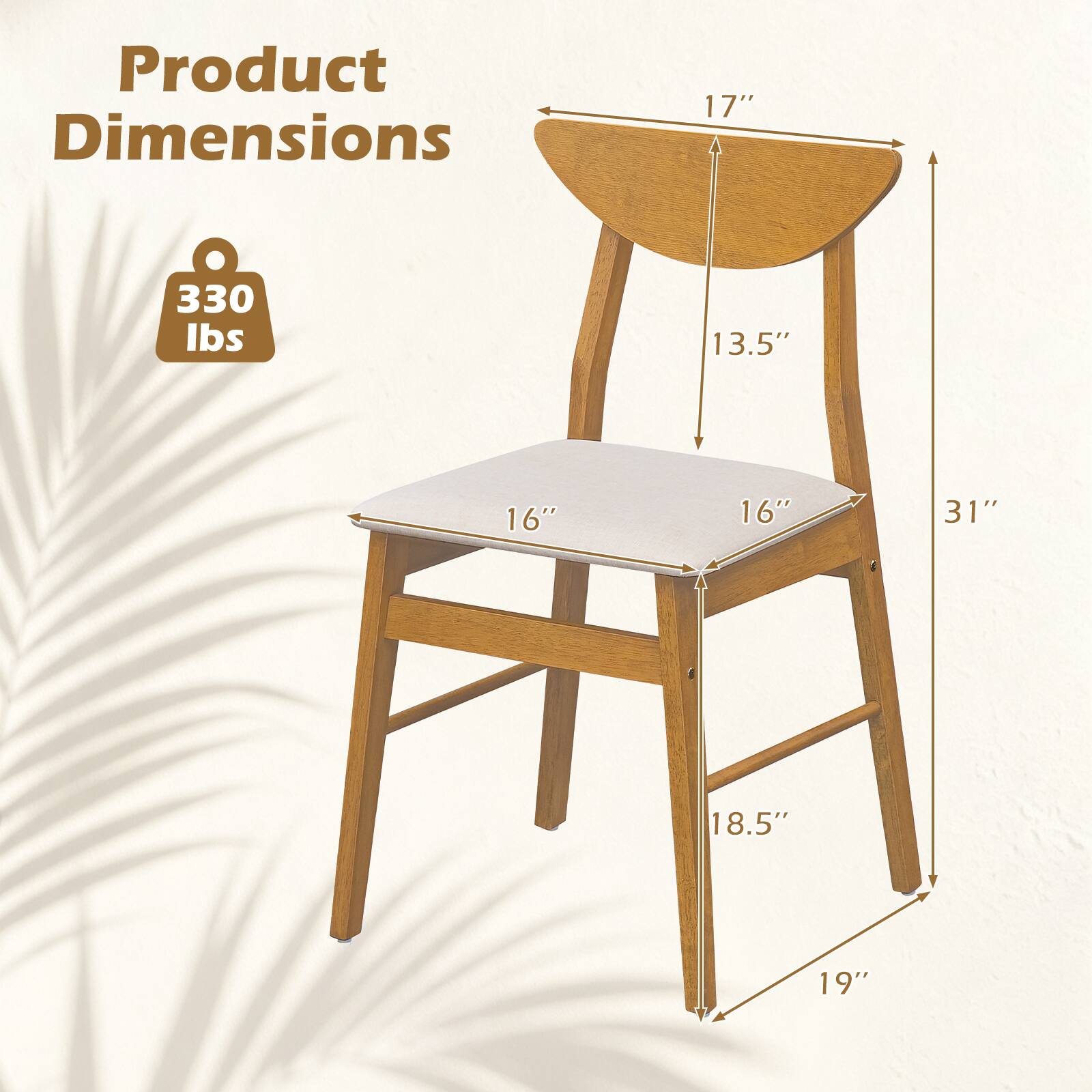 Product Dimensions

- 17"
- 330 lbs
- 13.5"
- 16"
- 16"
- 31"
- 18.5"
- 19"