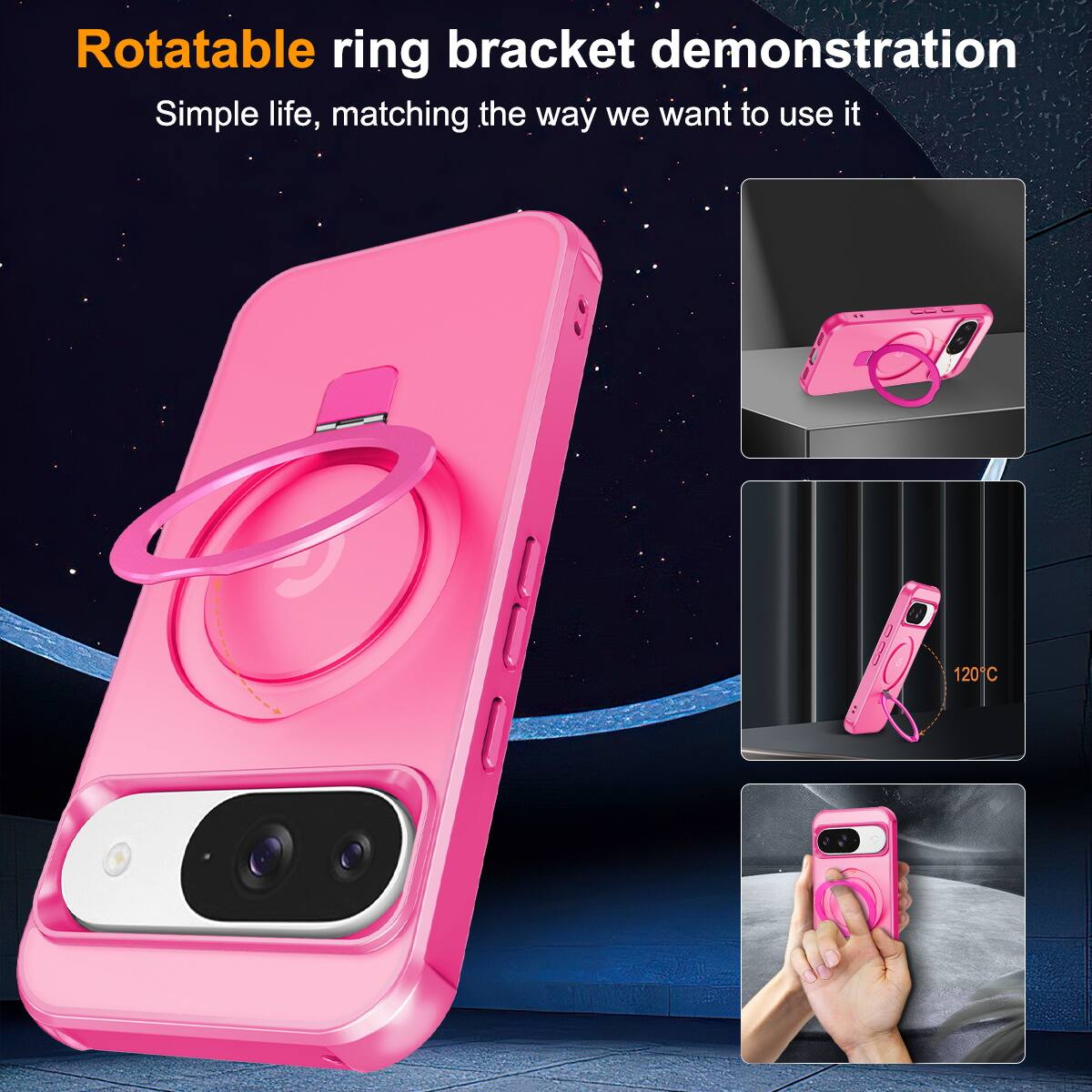 Rotatable ring bracket demonstration  
Simple life, matching the way we want to use it  

120°C