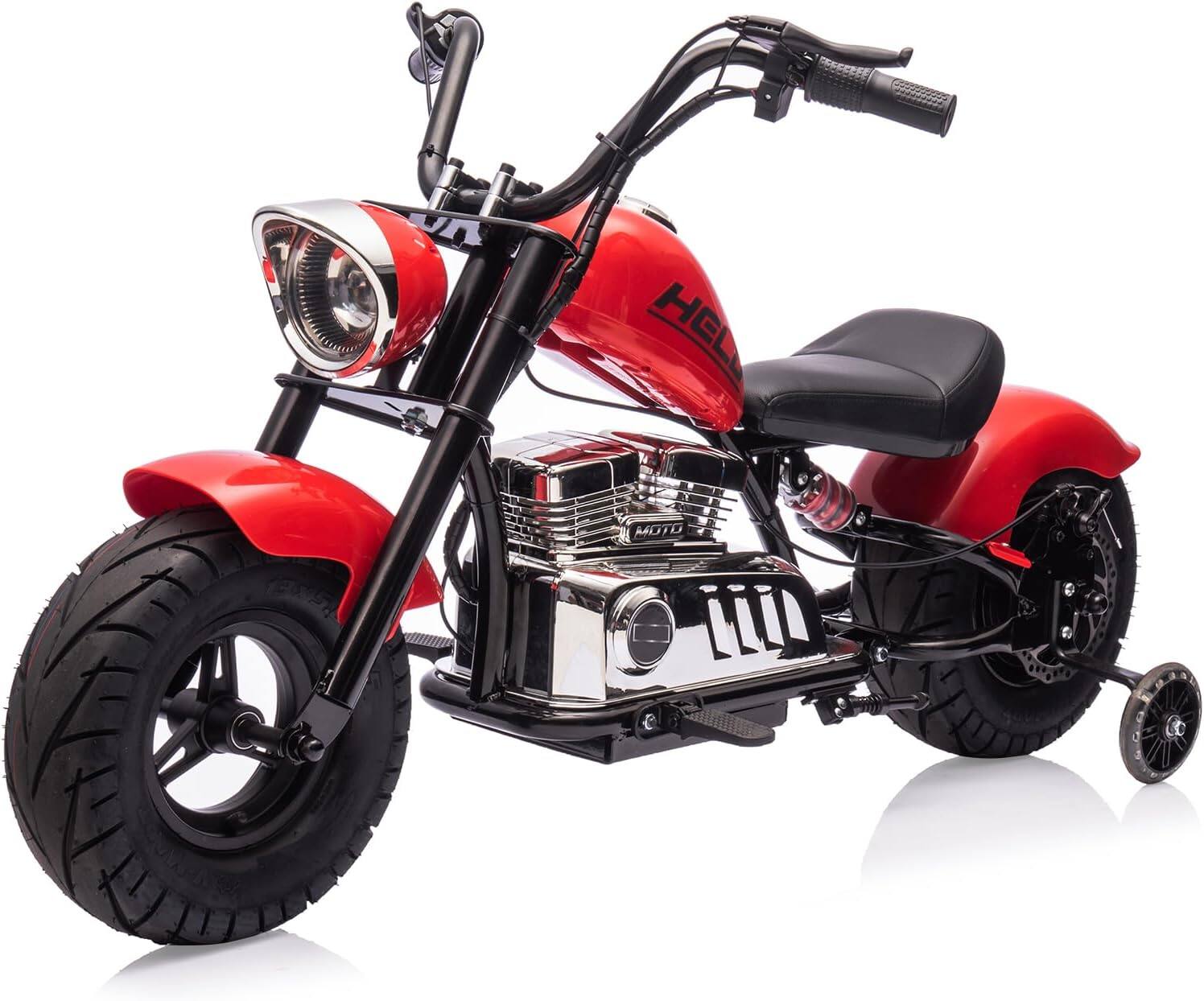 GARVEE - 36V Kids Dirt Bike, 350W Electric Off-Road Motorcycle,Ride On Electric Motorcycle with Removable Training Wheels - Red