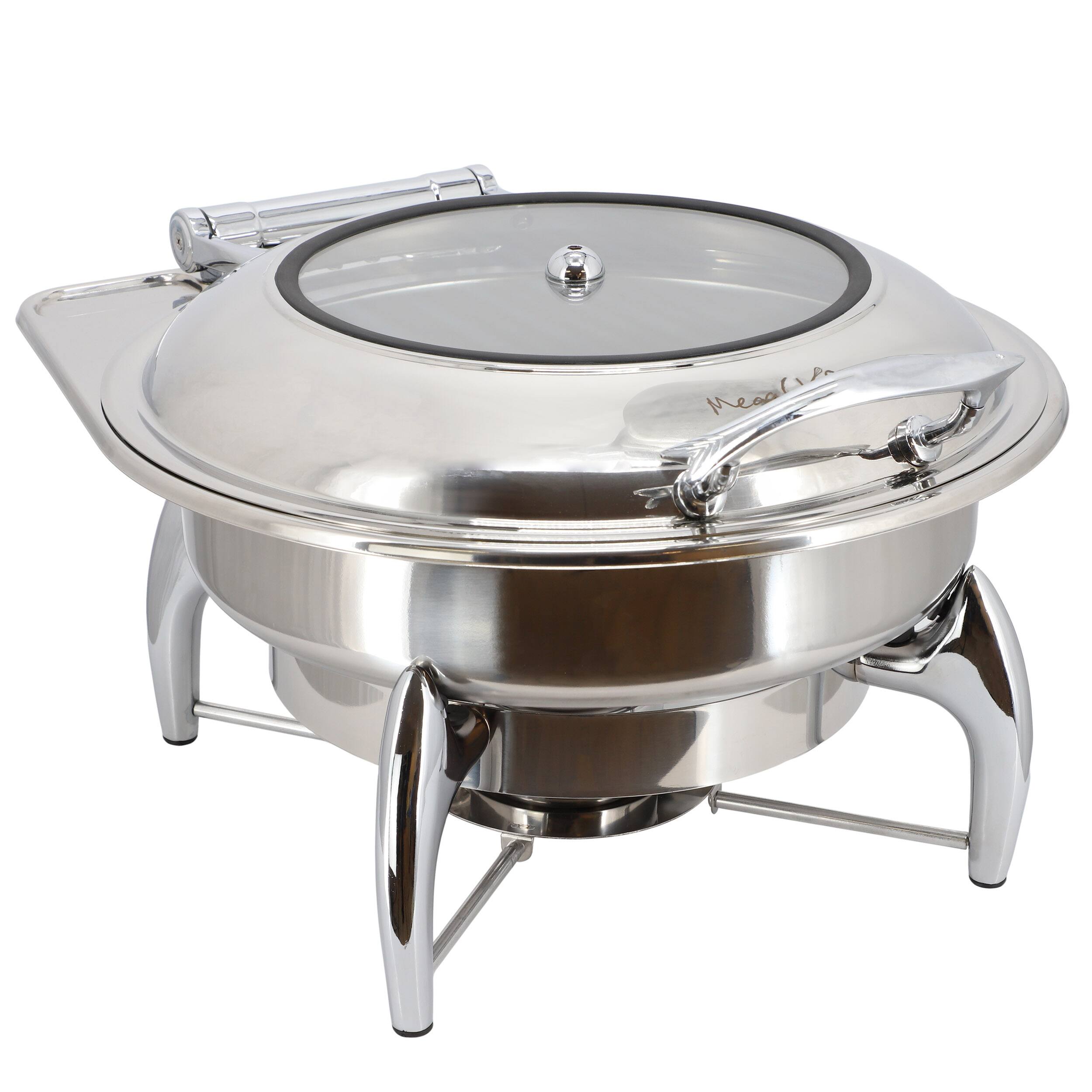 Alt View 1. MegaChef - MegaChef 6.3 Quart Stainless Steel Round Professional Chafing Dish/Food Warmer/Buffet Server Serving Dish - Silver.