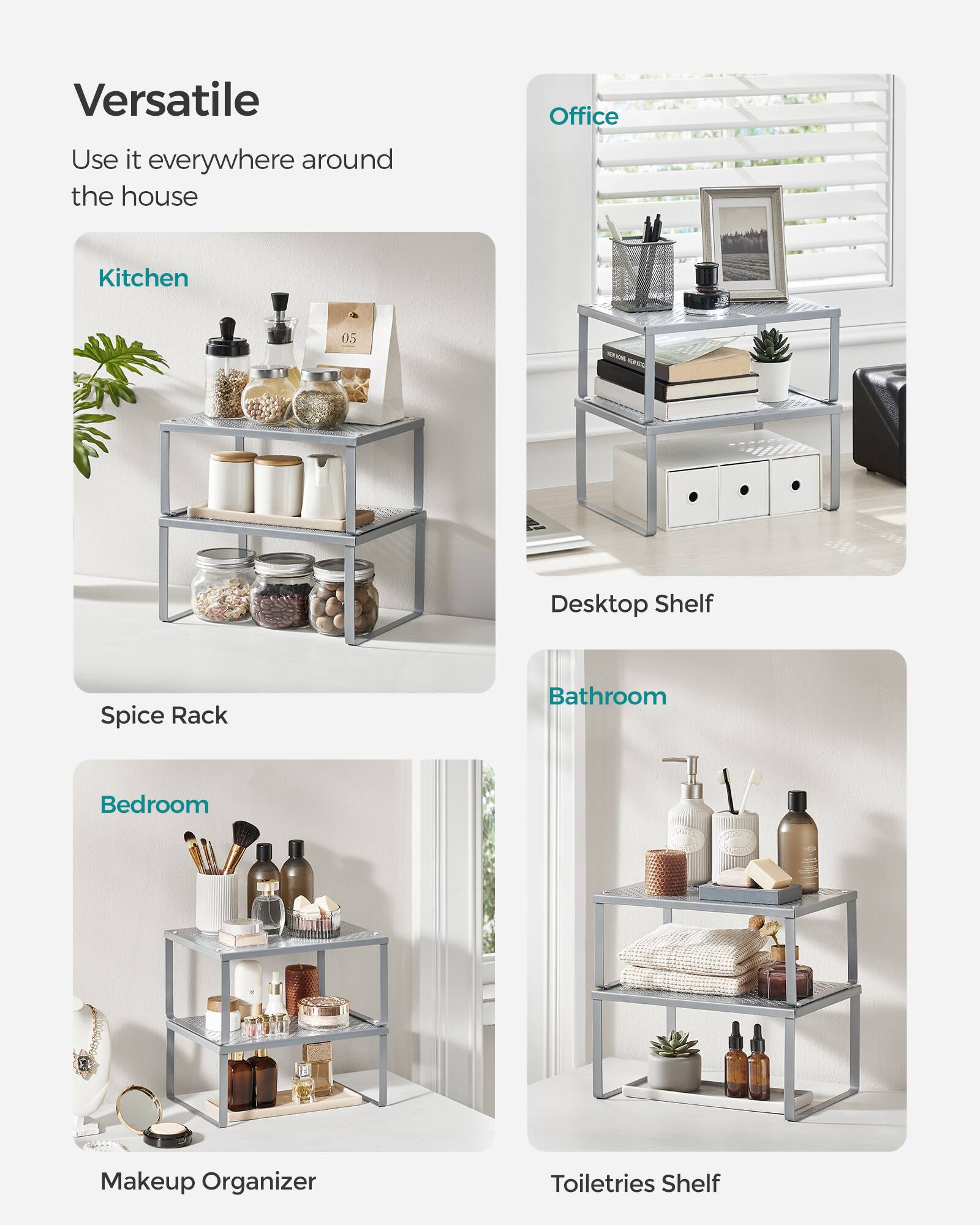 Versatile Office Use it everywhere around the house Kitchen 05 a0 EF Desktop Shelf Spice Rack Bathroom Bedroom Makeup Organizer Toiletries Shelf