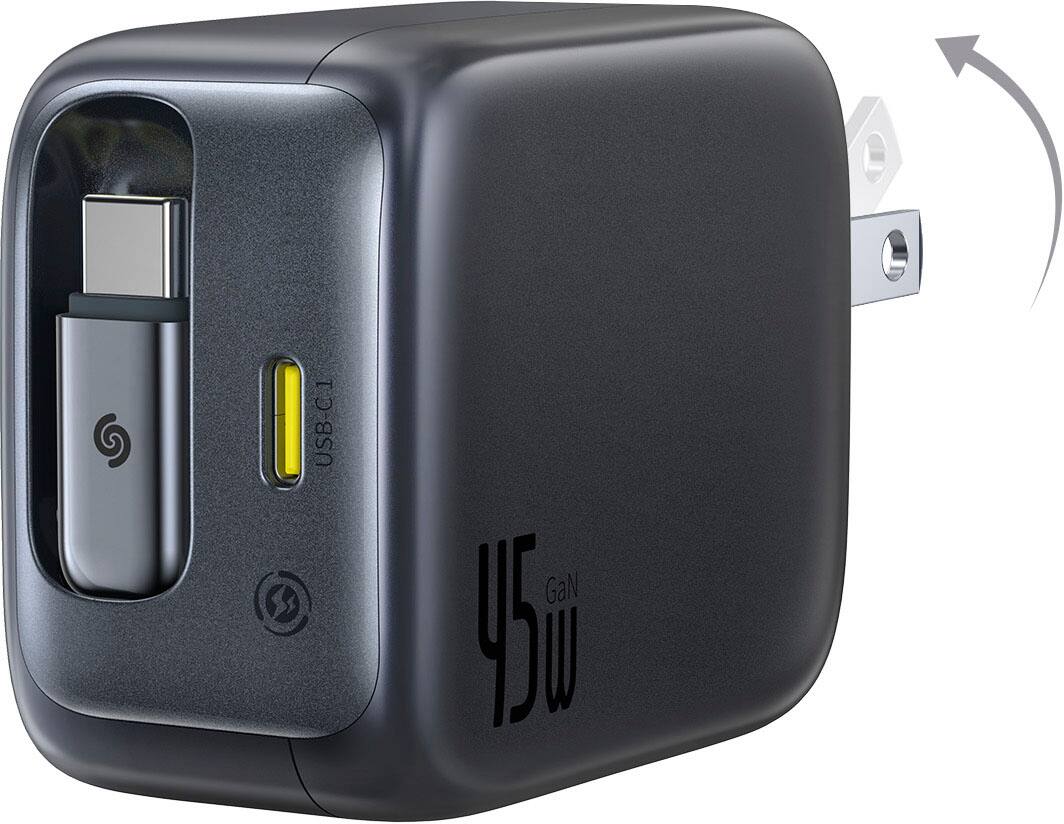 Baseus - Enercore with Single Retractable USB-C Cable Charger 45W - Black