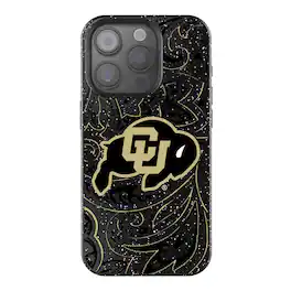 Keyscaper - NCAA - Colorado Buffaloes Paisley Bling iPhone Case - 15 Pro - Black