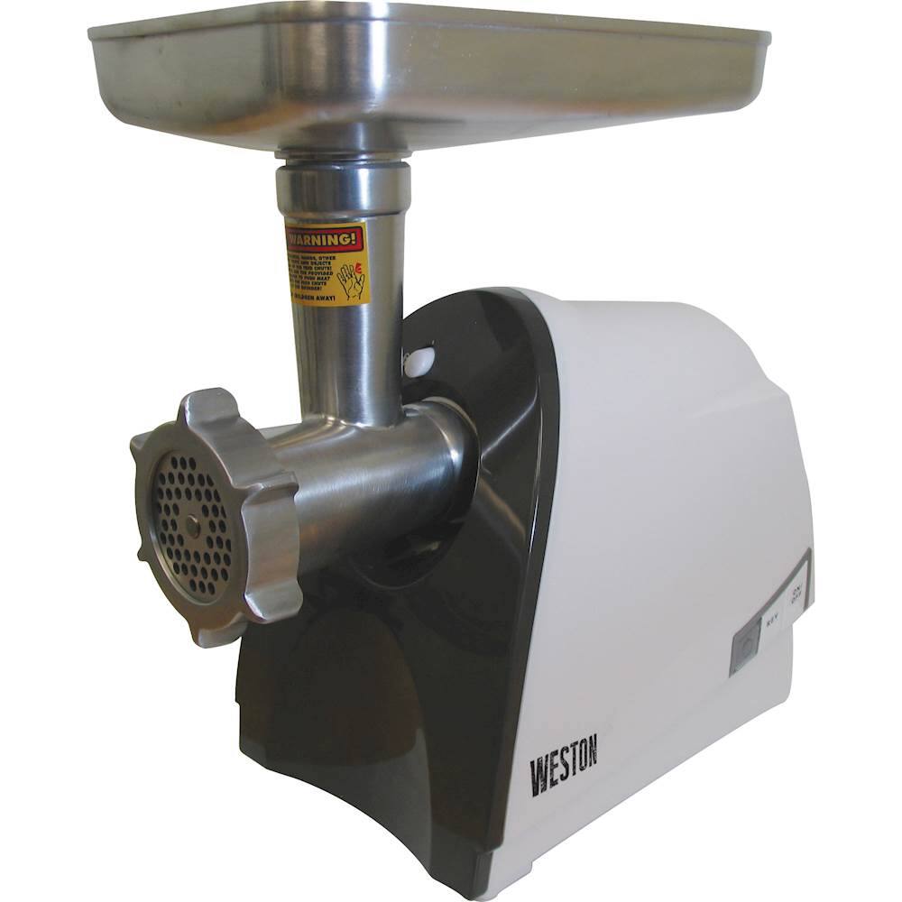 Front. Weston - #8 Electric Meat Grinder & Sausage Stuffer - White.