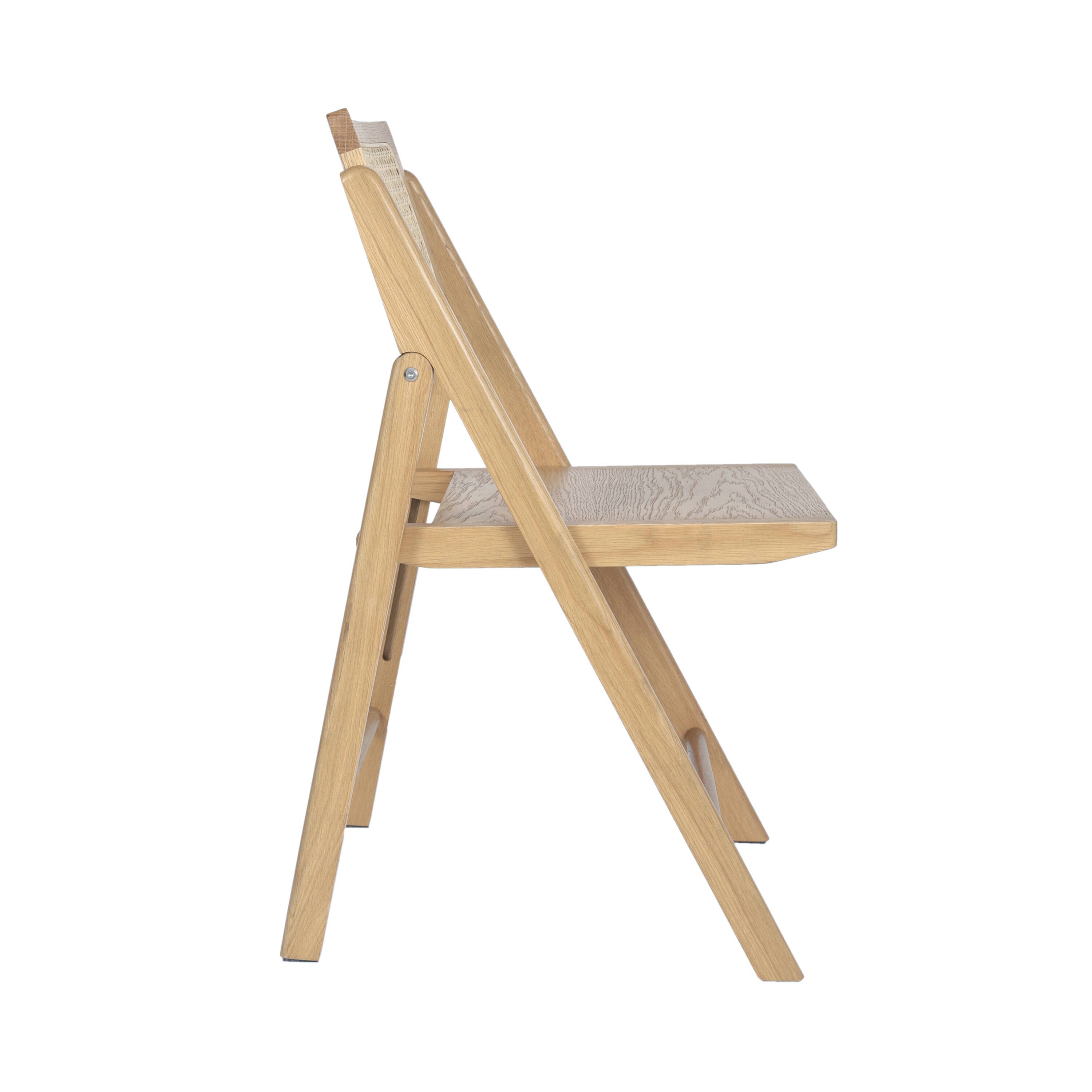 Alt View 9. Emma + Oliver - Thomas Set of 2 Cane Rattan Folding Chairs with Solid Wood Frames and Seats and Breathable Woven Rattan Backrest - Natural.