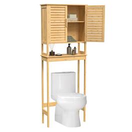Songmics Home - Over The Toilet Storage Cabinet, Bathroom Cabinet with Adjustable Inside Shelf and Bottom Stabilizer Bar - Natural Beige