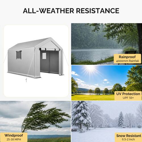 ALL-WEATHER RESISTANCE

- Rainproof: 4000mm Rainfall
- UV Protection: UPF 50+
- Windproof: 25-38 MPH
- Snow Resistant: 0.5-2 Inch