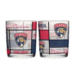 Logo Brands - Florida Panthers 12oz. Quilted Stained Two-Pack Rocks Glass Set - Multicolor
