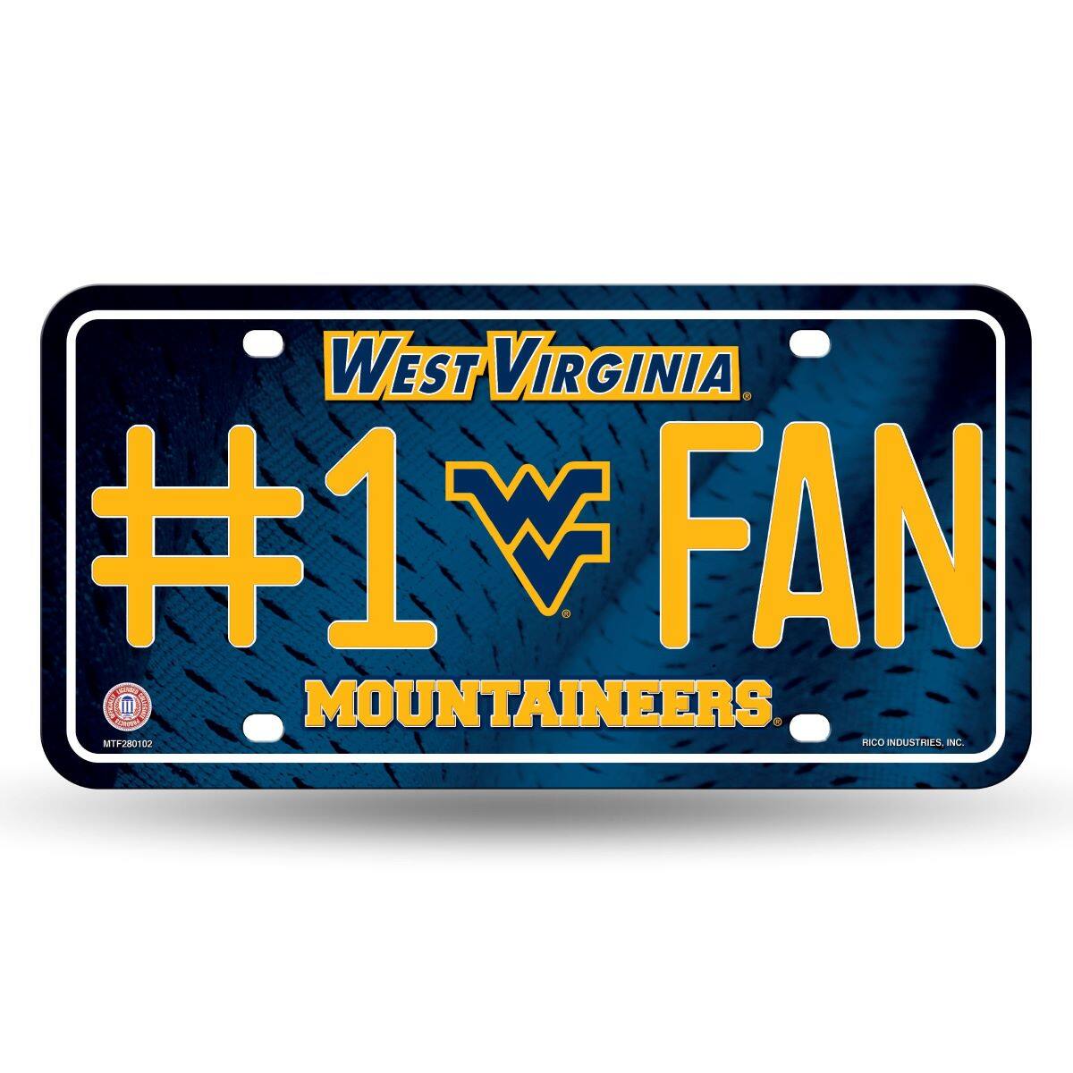 West Virginia Mountaineers #1 Fan Metal License Plate Auto Tag