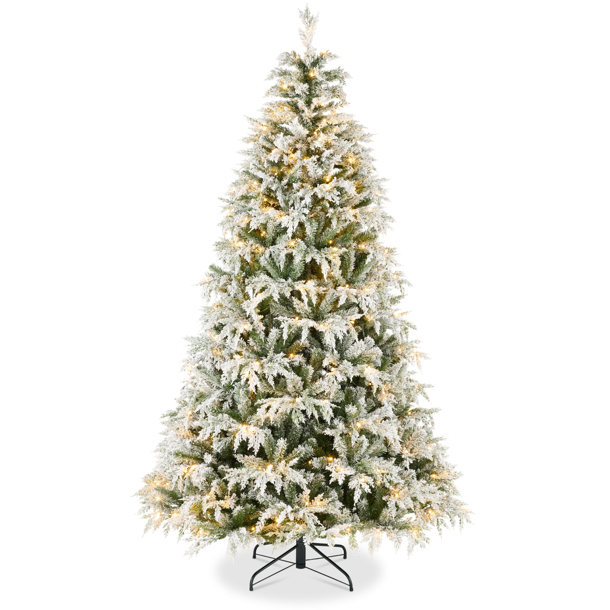 Best Choice Products - Pre-Lit Cedar Cypress Christmas Tree w/ Twinkling Lights - Flocked