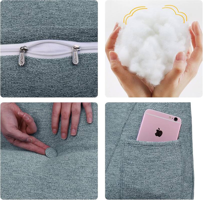 Alt View 1. wowmax - Wedge Pillow Headboard for Full Size - Gray Support Bolster with Removable Bed Cover - Grey.