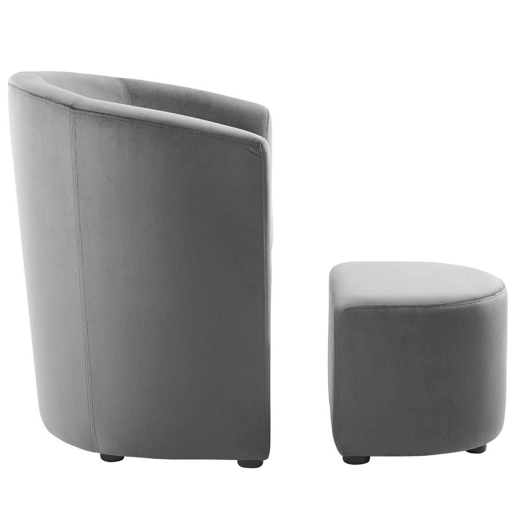 Alt View 1. Modway - Divulge Performance Velvet Arm Chair and Ottoman Set by Modway - Gray.