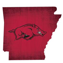 Fan Creations - Arkansas Razorbacks 12" Logo State Sign - Multicolor