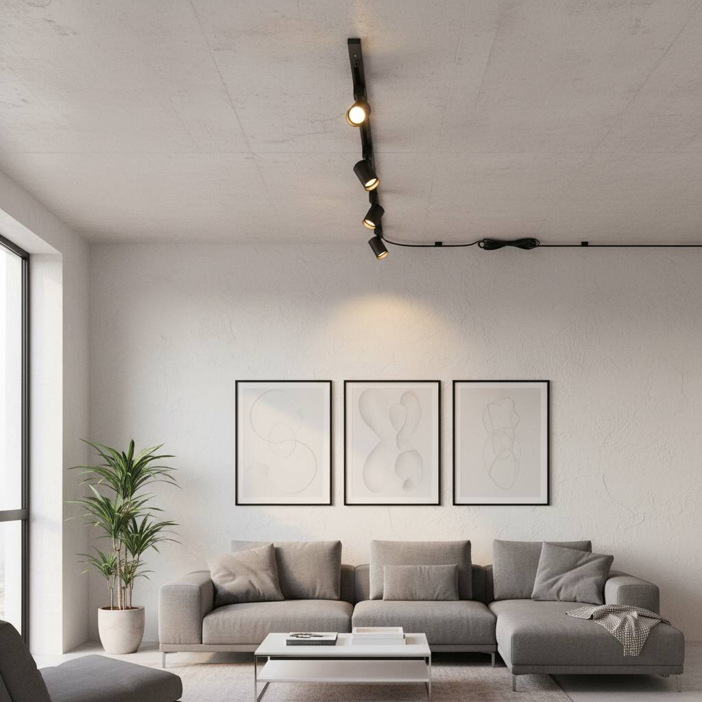 Alt View 2. Dazzed Corner - 4-Light Plug in Track Lighting with Power Cord, No Bulbs - Black.