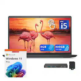 Dell - Inspiron 15 15.6" FHD Touch Screen Laptop,Intel i5-1235U,8GB RAM,512GB PCIe SSD+288GB Docking Station Set,Win 11 Pro - Black