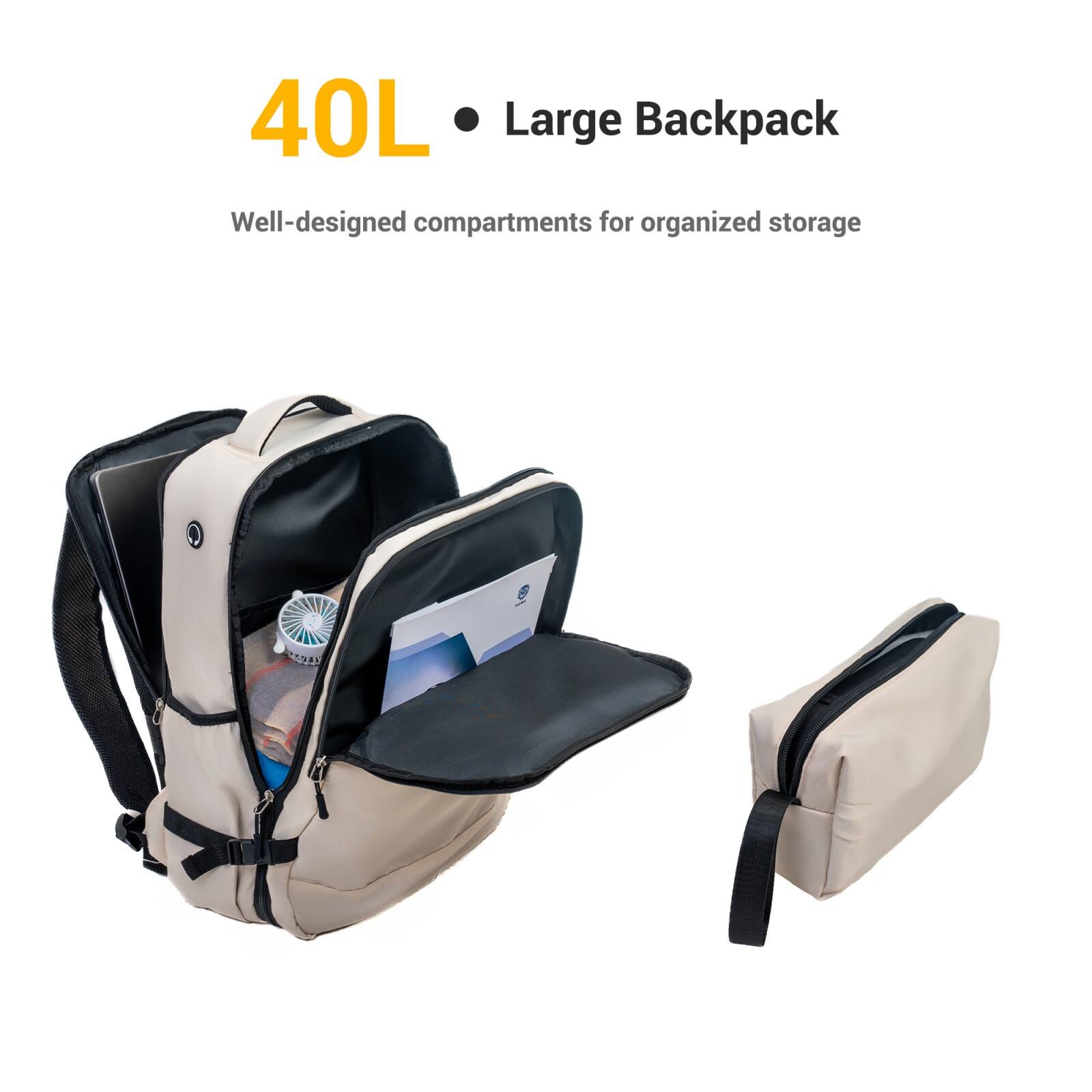 40L Large Backpack  
Well-designed compartments for organized storage