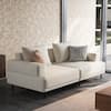 Front. luck idea - 66.14" Breathable Cotton-Linen Fabric Sofa,couch, Solid Wood Frame, High-Elastic Sponge Seat Cushion - Light Beige.