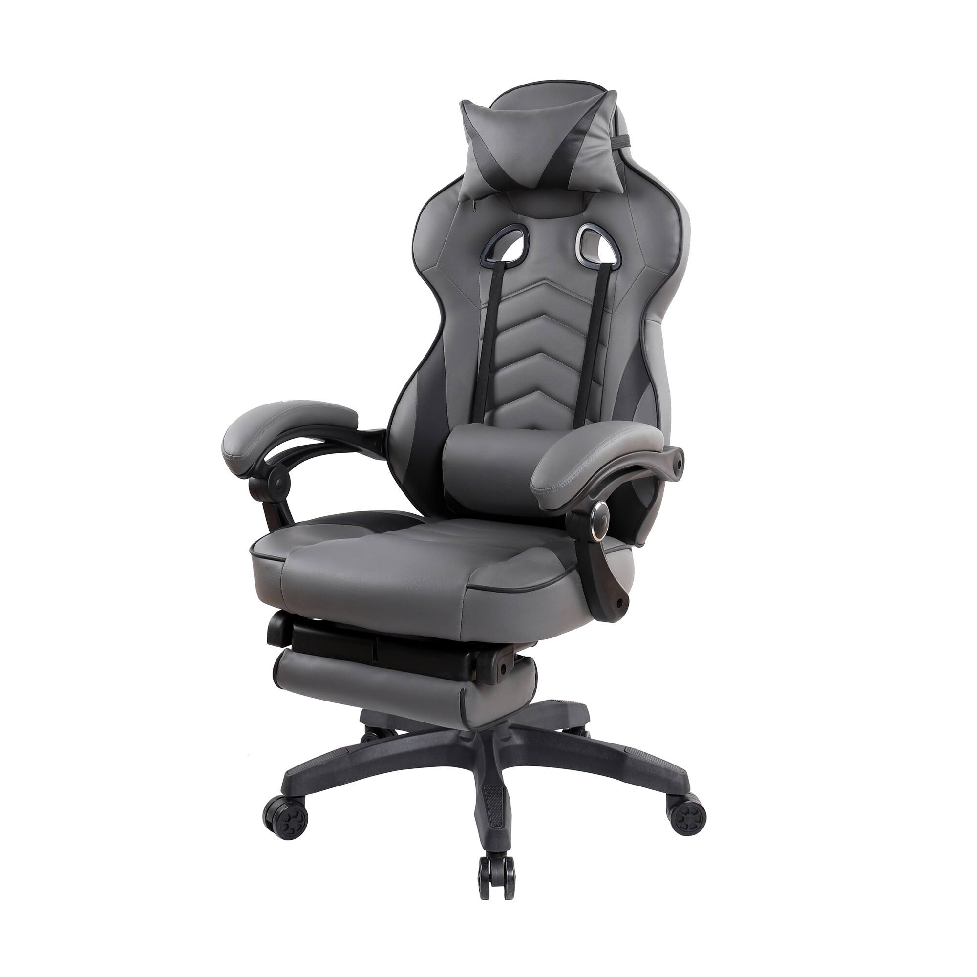 Alt View 4. GOODSILO - Premium Fully Reclining Gaming Office Chair with Footrest for Maximum Comfort and Support - Grey.