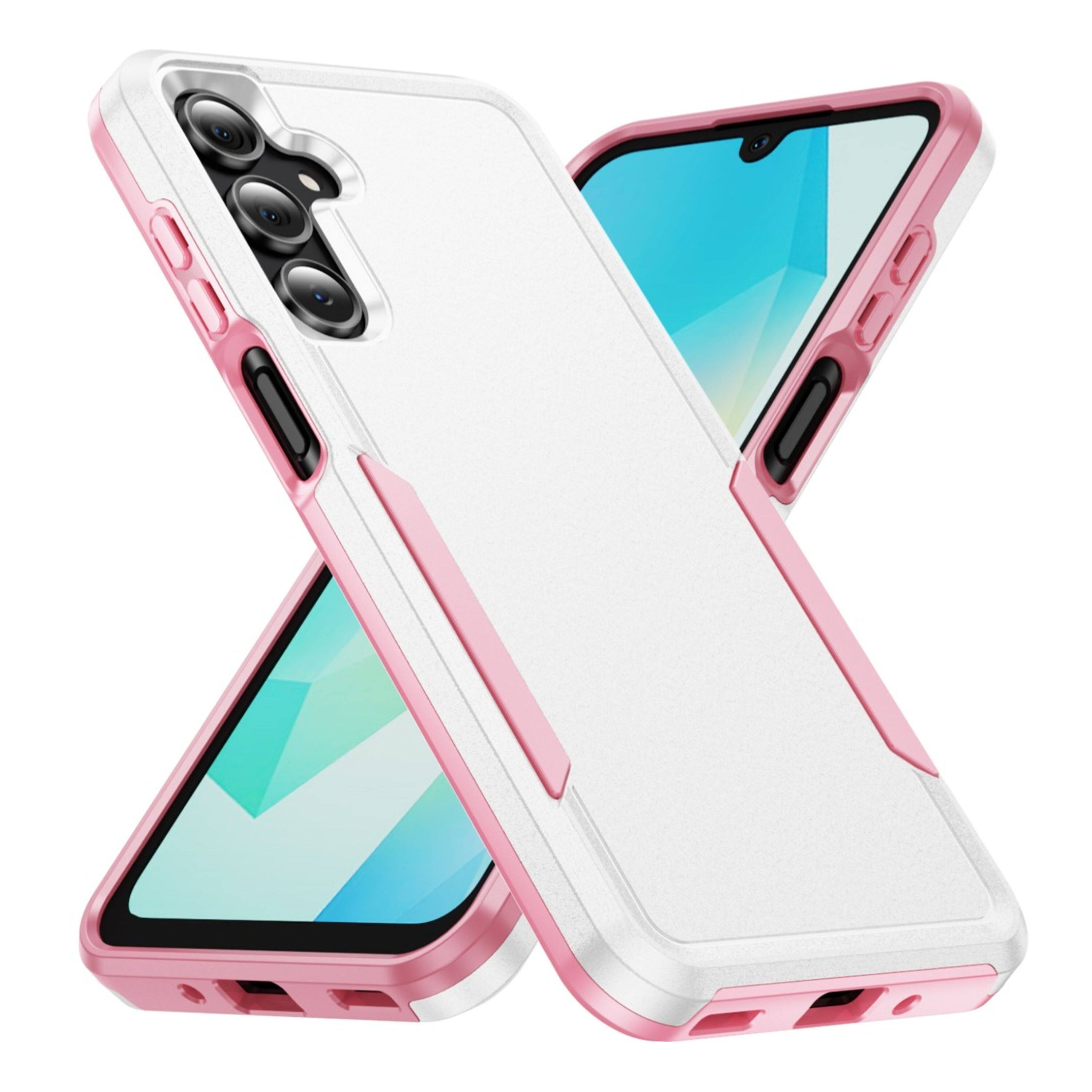 Left. Kitcheniva - Fused Rugged Shockproof Phone Case With Tempered Glass For Samsung Galaxy A16 5G White - White.