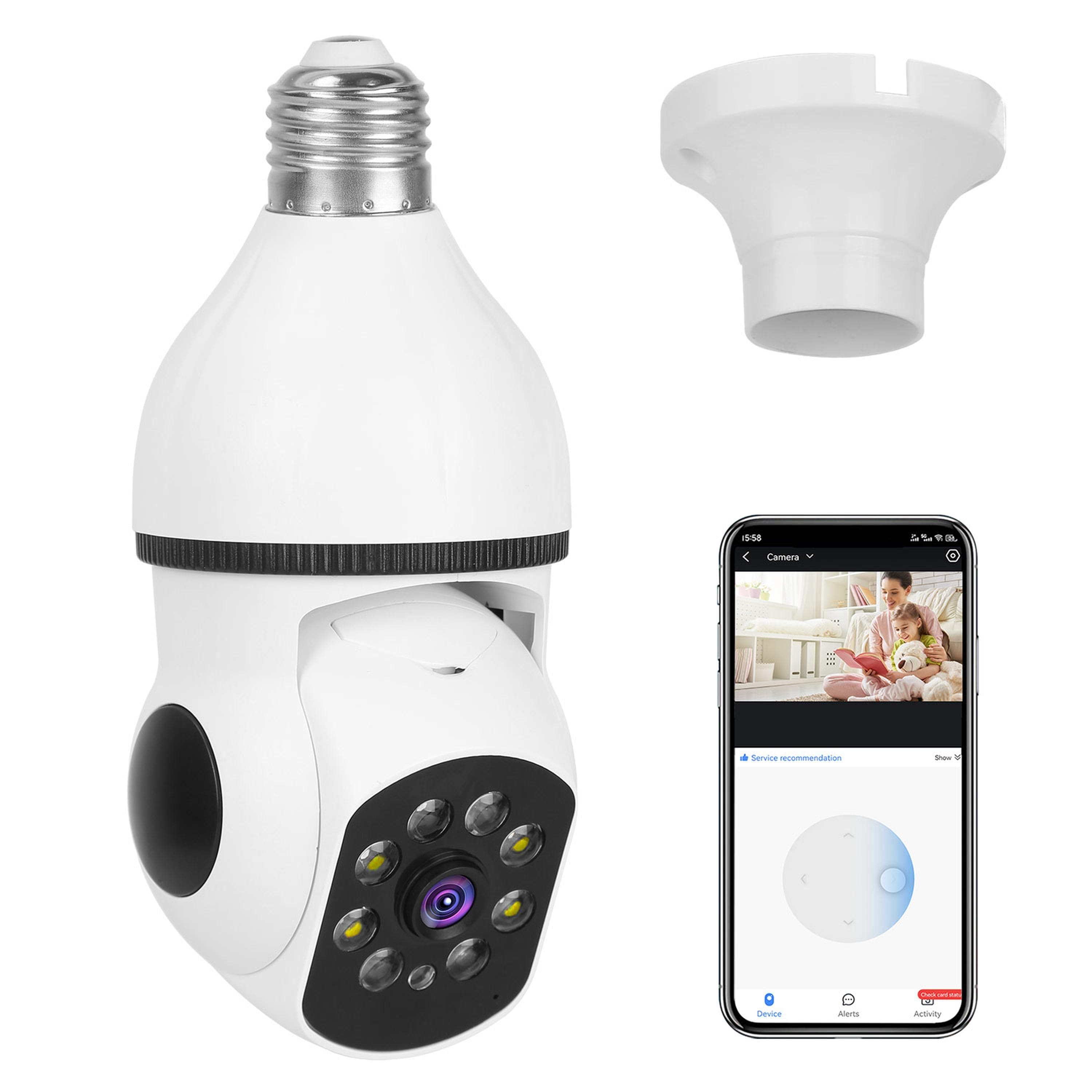 Tiramisubest - E27 WiFi Bulb Camera 1080P: Pan/Tilt,Surveillance Camera with Two-Way Audio,Full Color Night Vision,Motion Tracking