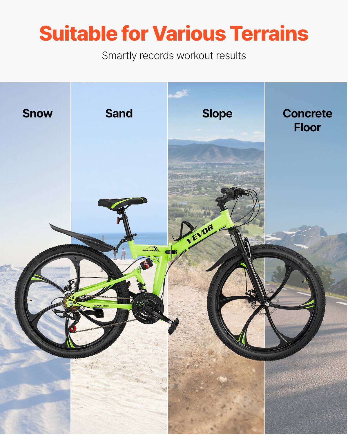 Suitable for Various Terrains Smartly records workout results Snow Sand Slope Concrete Floor VEVOR