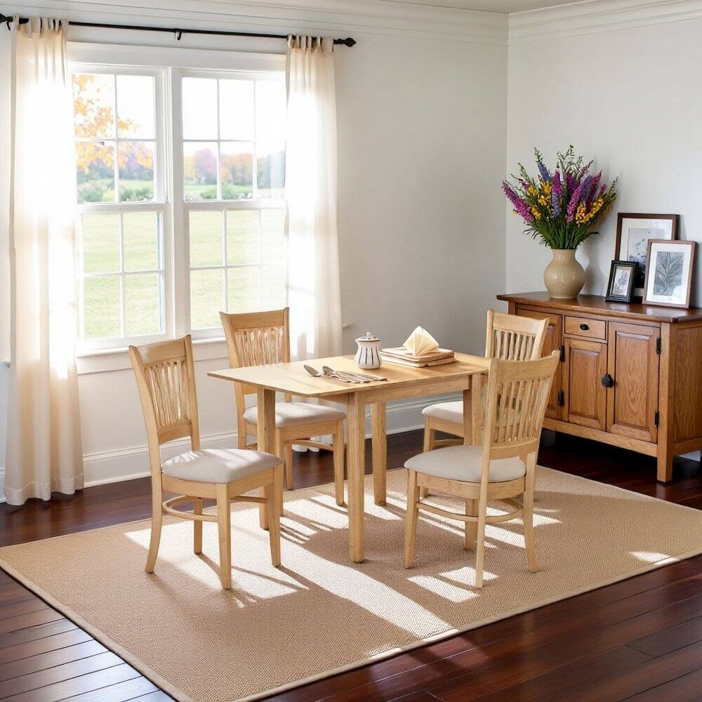 Alt View 10. FurniFact - 5 Piece Solid Wood Kitchen Table Set with Dining Chairs for Four - Brown.