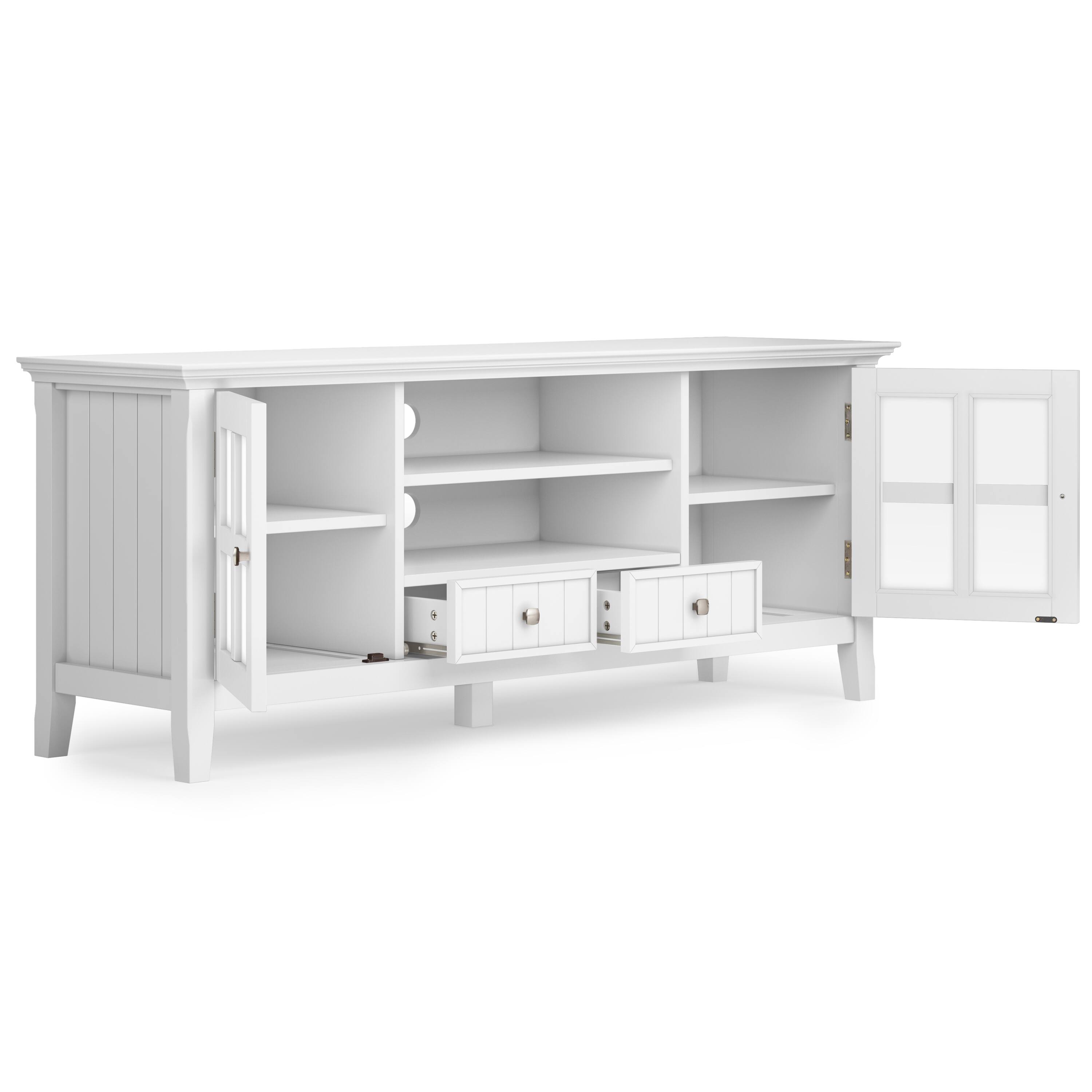 Back. Simpli Home - Acadian 60 inch TV Stand with 26 inch 5 Shelf Bookcases (Set of 3) - White.