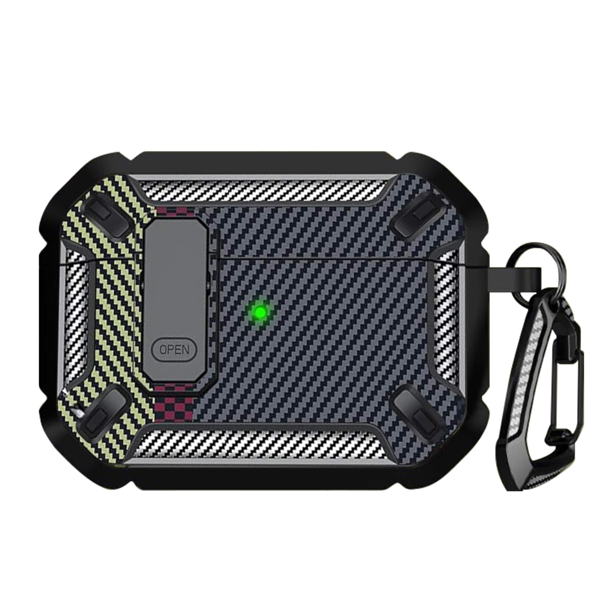 SaharaCase - Apple Airpods Pro 3 Secure Lock Case | Heavy Duty | Shock Absorbing Corners | Raider Series - Carbon Black