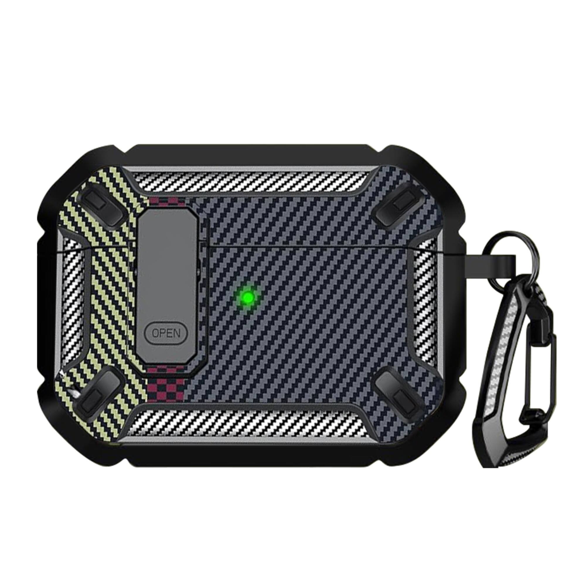 SaharaCase - Apple Airpods Pro 3 Secure Lock Case | Heavy Duty | Shock Absorbing Corners | Raider Series - Carbon Black