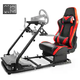 Dardoo - G29 Foldable Racing Simulator Cockpit with Ergonomic Seat Fit for Logitech G920 G923 - Red & Black