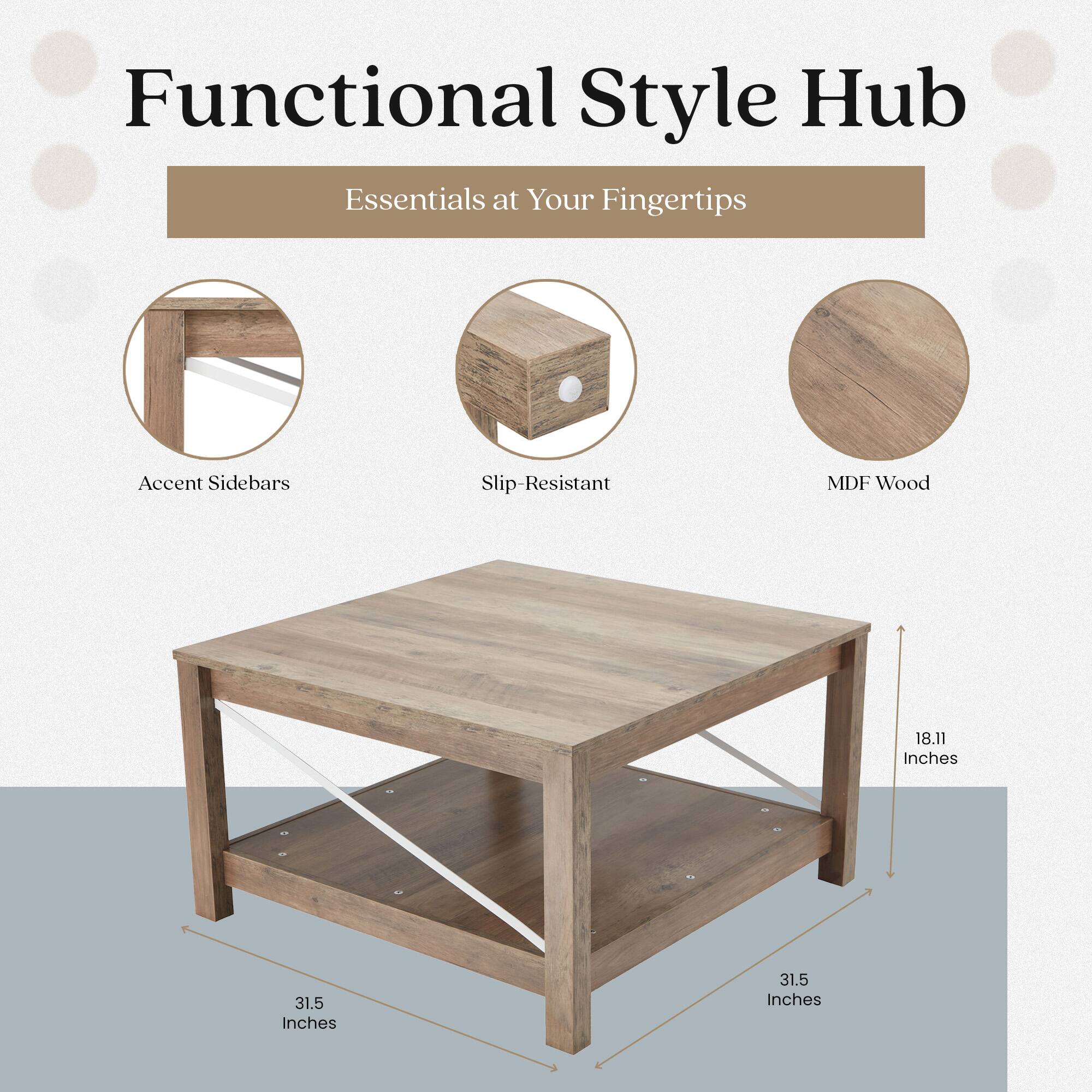 Functional Style Hub  
Essentials at Your Fingertips  

Accent Sidebars  
Slip-Resistant  
MDF Wood  

18.11 Inches  
31.5 Inches  
31.5 Inches