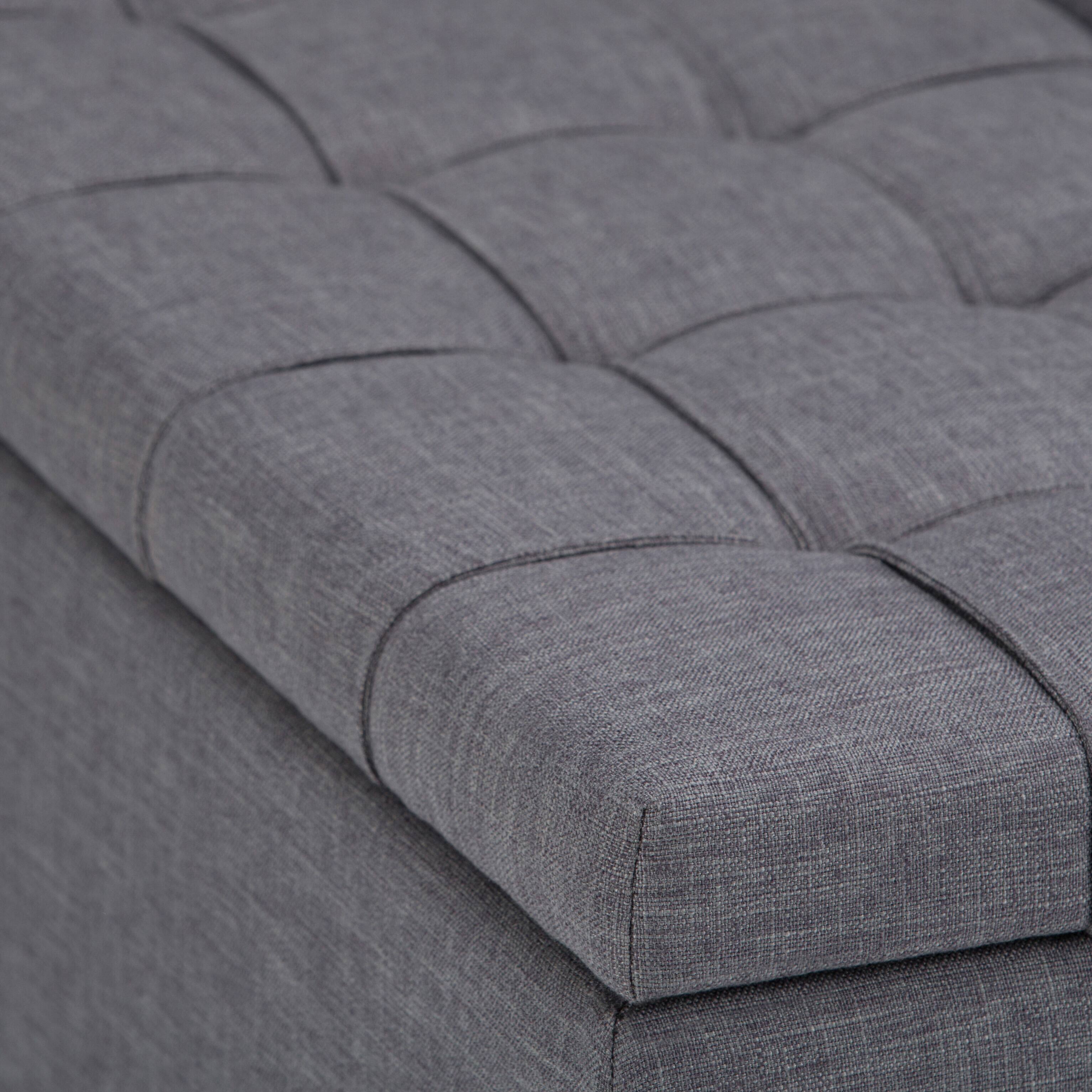 Alt View 2. Simpli Home - Harrison 36 inch Wide Upholstered Solid Wood Square Storage Ottoman, Flint Grey - Flint Grey.