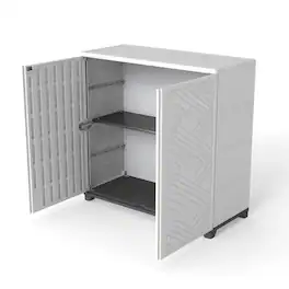 Yardgrace - Diamond-Shaped Outdoor Storage Shed, All-Weather Resin Cabinet for Patio, Garden, and Backyard - White with 1 Shelf