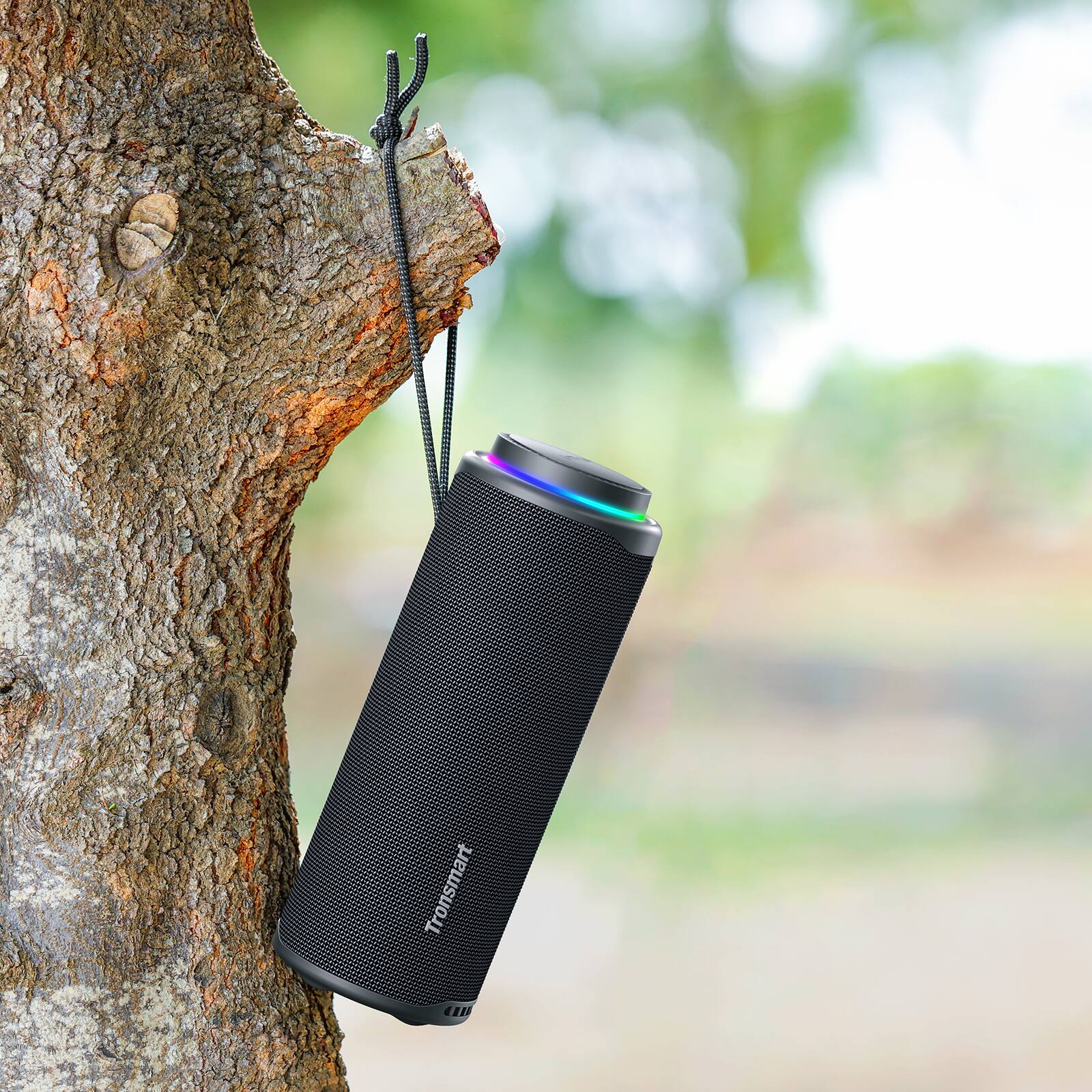 Alt View 9. Tronsmart - T8 Portable Bluetooth 5.3 Speaker, 40W 360° Surround Deep Bass, TWS, Custom EQ & RGB, IPX7 Waterproof, 18H for Outdoor - Black.