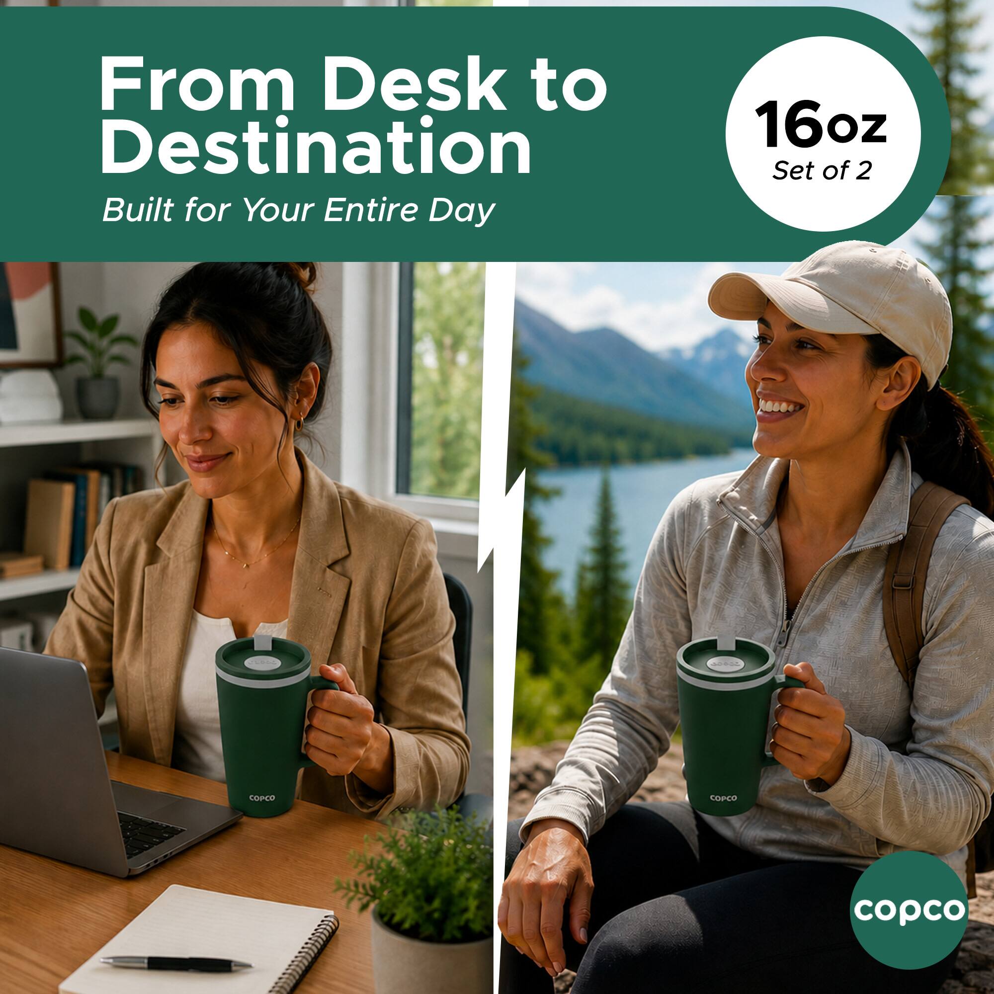 From Desk to Destination  
Built for Your Entire Day  
16oz Set of 2  
copco