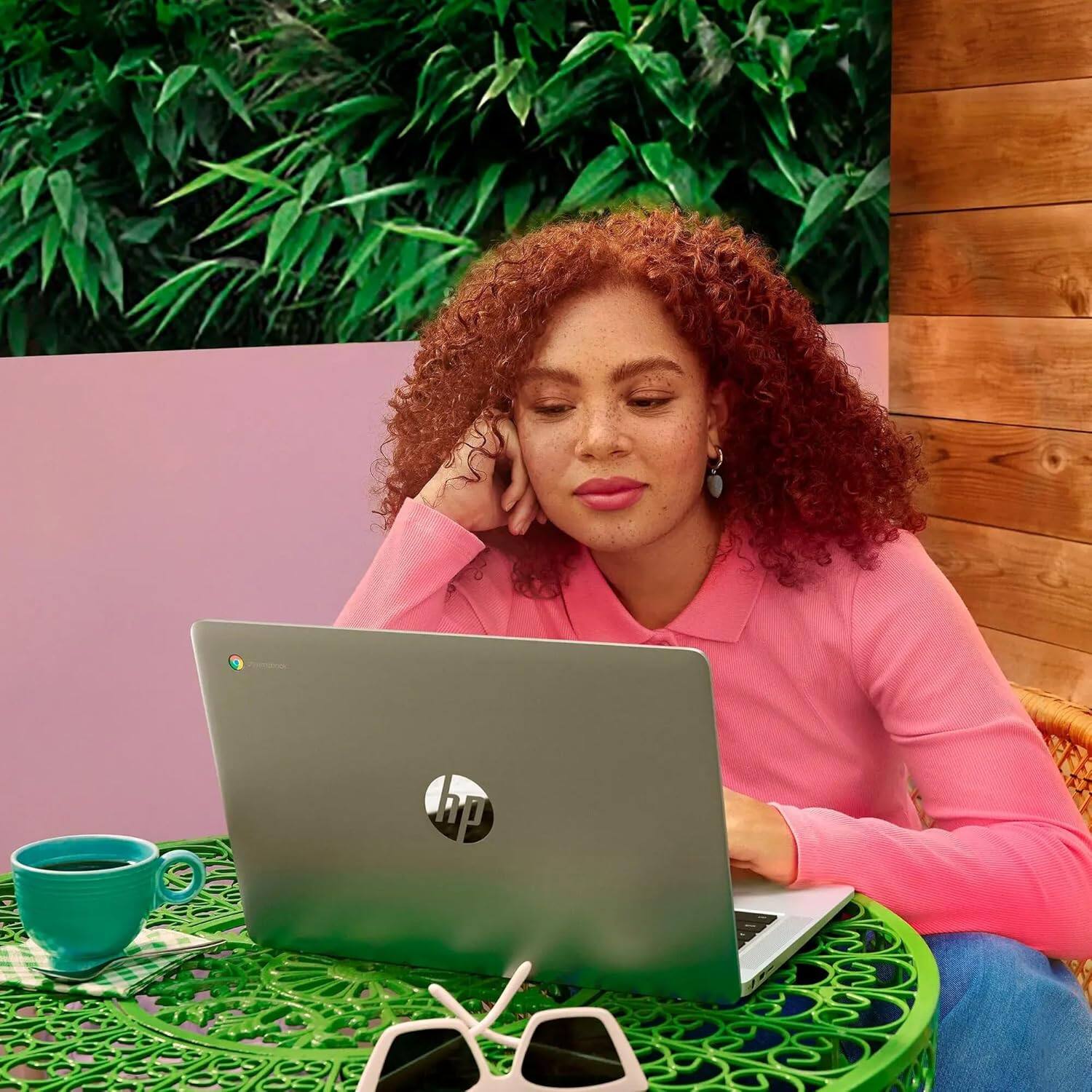 Alt View 7. HP - Chromebook 14 14" HD Laptop - Intel Celeron N4120 with 4GB Memory - 128GB Storage - IST HUB - SD Card - Chrome OS - Gray.