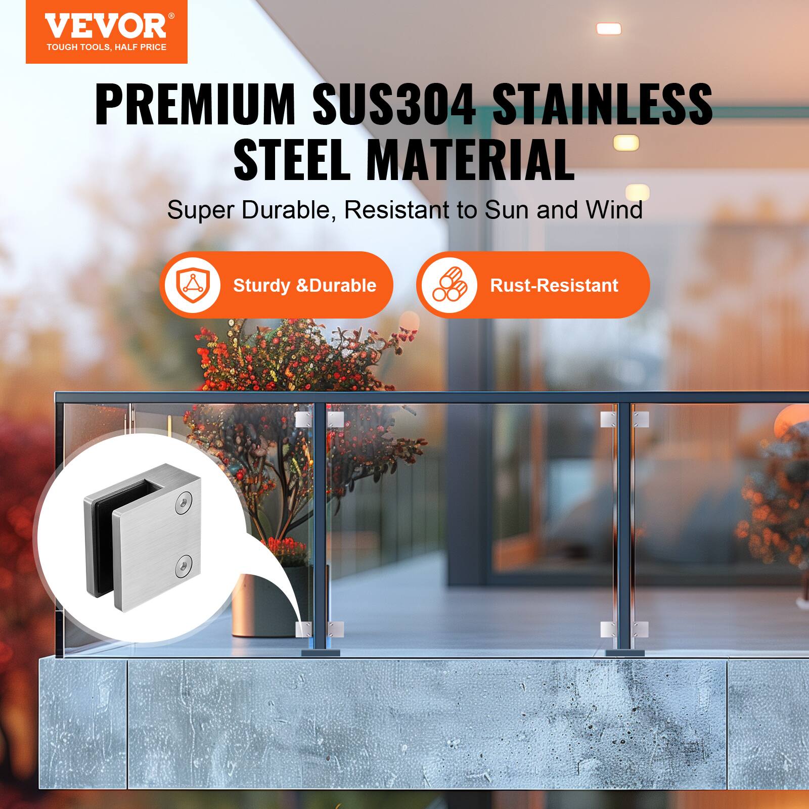 VEVOR TOUGH TOOLS. HALF PRICE PREMIUM SUS304 STAINLESS STEEL MATERIAL Super Durable, Resistant to Sun and Wind Sturdy & Durable Rust-Resistant