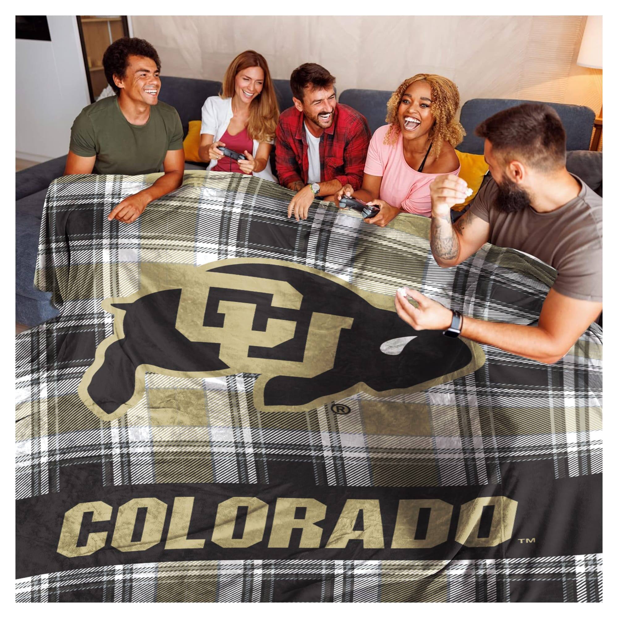 Alt View 1. Pegasus - Colorado Buffaloes 66" x 95" Oversized Plaid FAN-mily Ultra Cozy Blanket - Multicolor.