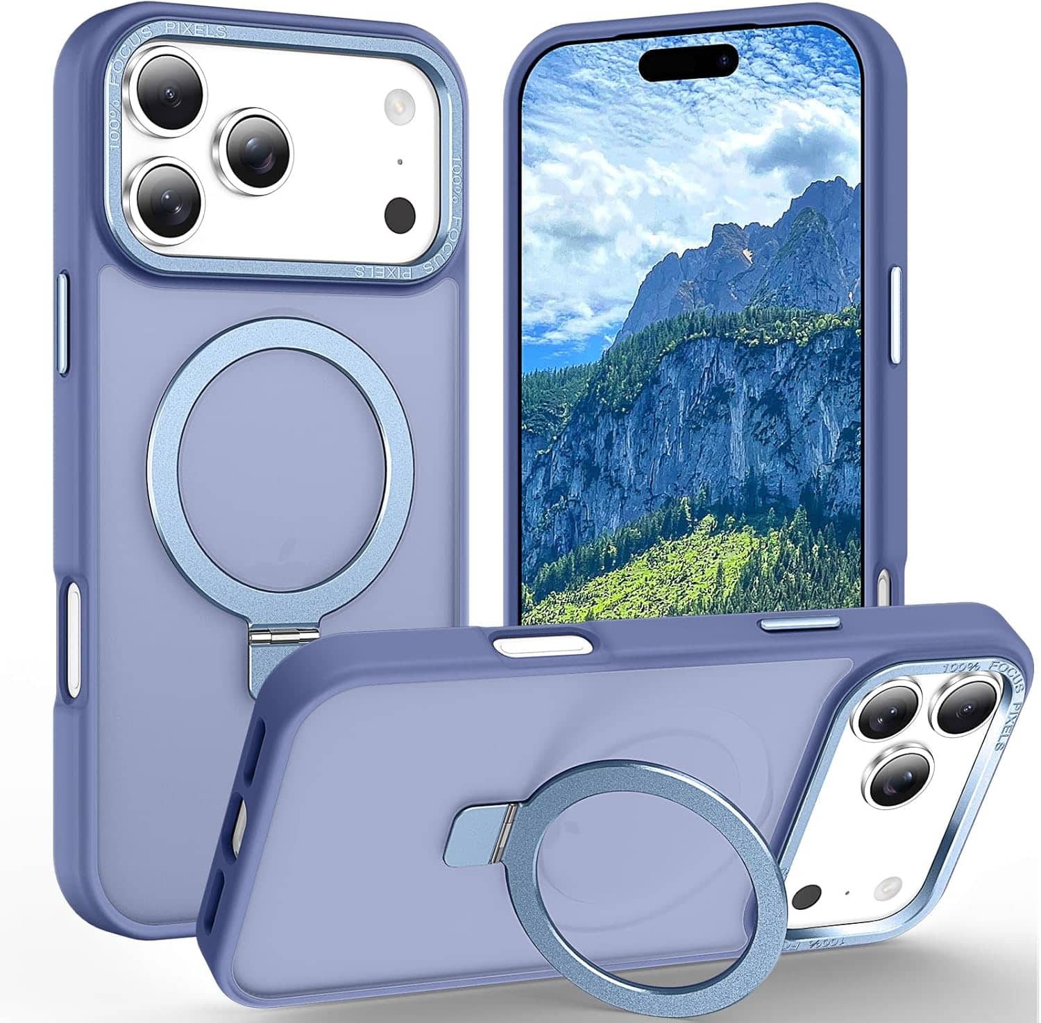 FINEAK - Magnetic iPhone 17 Pro Max Case with Ring Stand & 10FT Drop Protection - Space Black