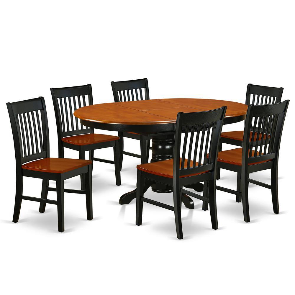 Back. East West Furniture - Dining Room Set Black & Cherry - Brown.