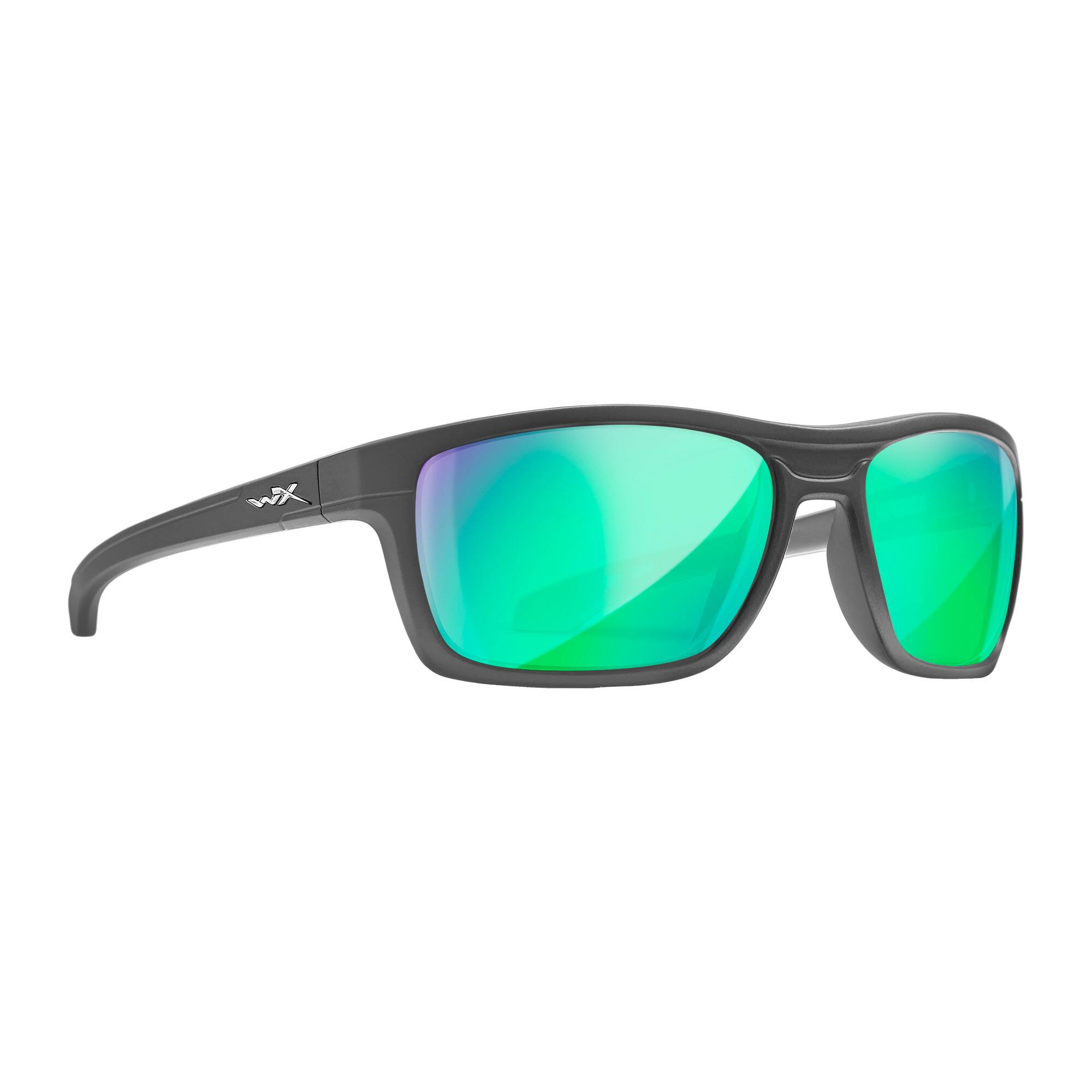 Angle. Wiley X - Wiley-X WX Kingpin Sunglasses (Polarized Green Lens, Matte Graphite Frame) - Green.
