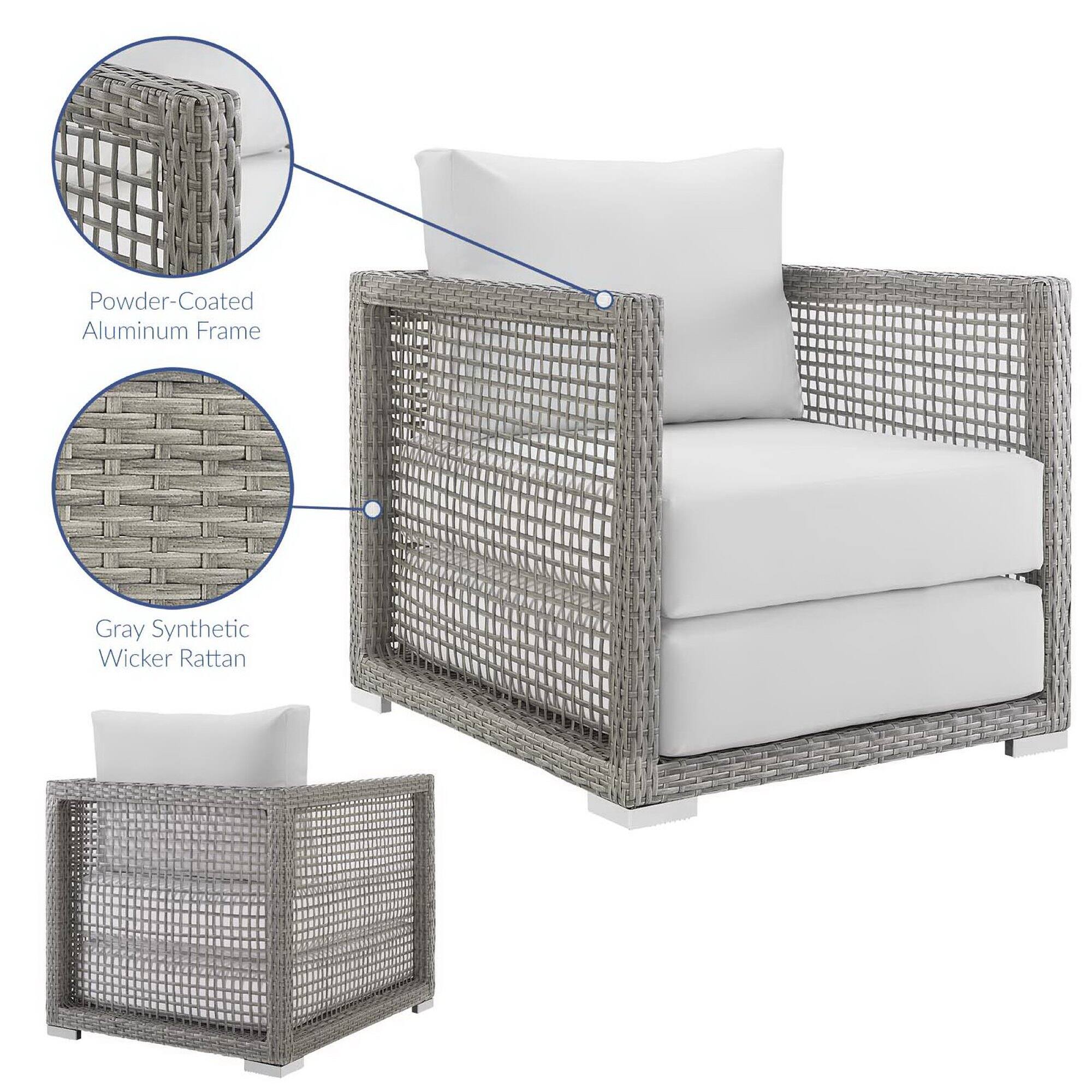 Powder-Coated Aluminum Frame  
Gray Synthetic Wicker Rattan